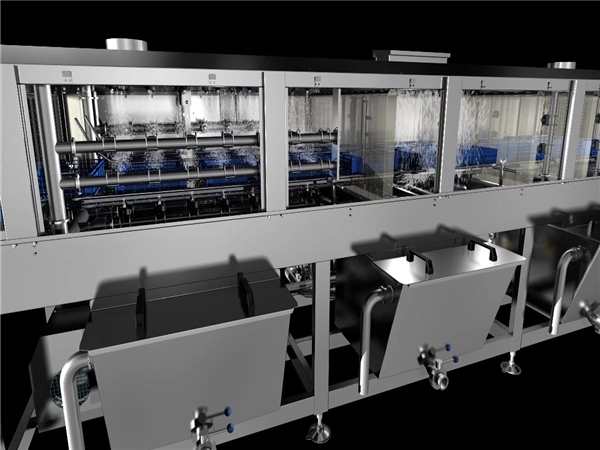 食品筐清洗機，高壓水流清洗，消毒清洗一次完成