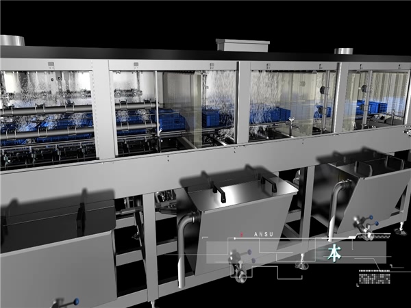 洗箱機，洗筐機，食品筐洗箱機，周轉箱清洗機，大型效率高洗箱機